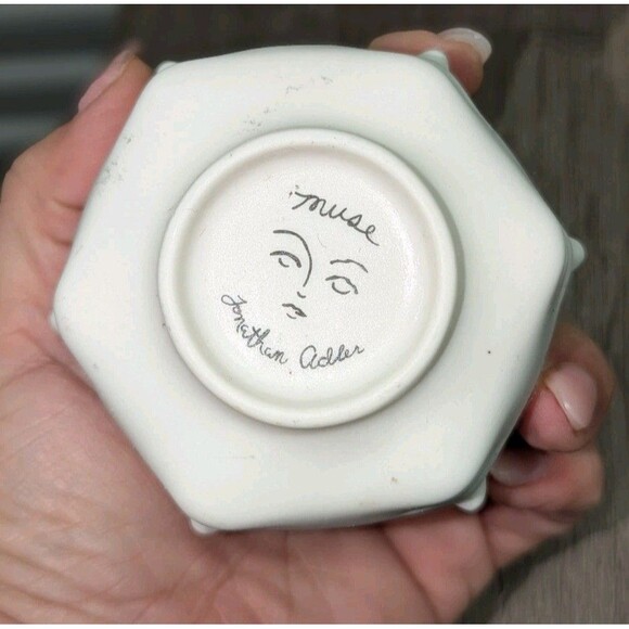 Jonathan Adler Dora Maar Condiment Bowl, White 2.25" Art Deco Faces - Picture 5 of 9